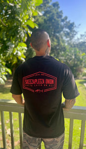 Black and Red Skeeza Pleeza Union Shirt